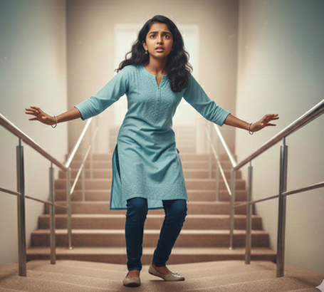 Poor depth perception or clumsiness