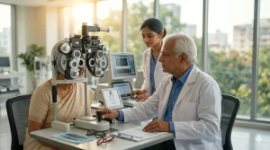 Eye surgeon performing advanced cataract surgery at an eye hospital in Patna