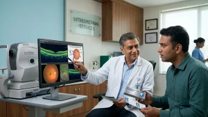 Person experiencing blurred vision while using Ozempic, highlighting possible eye-related side effects and vision changes.