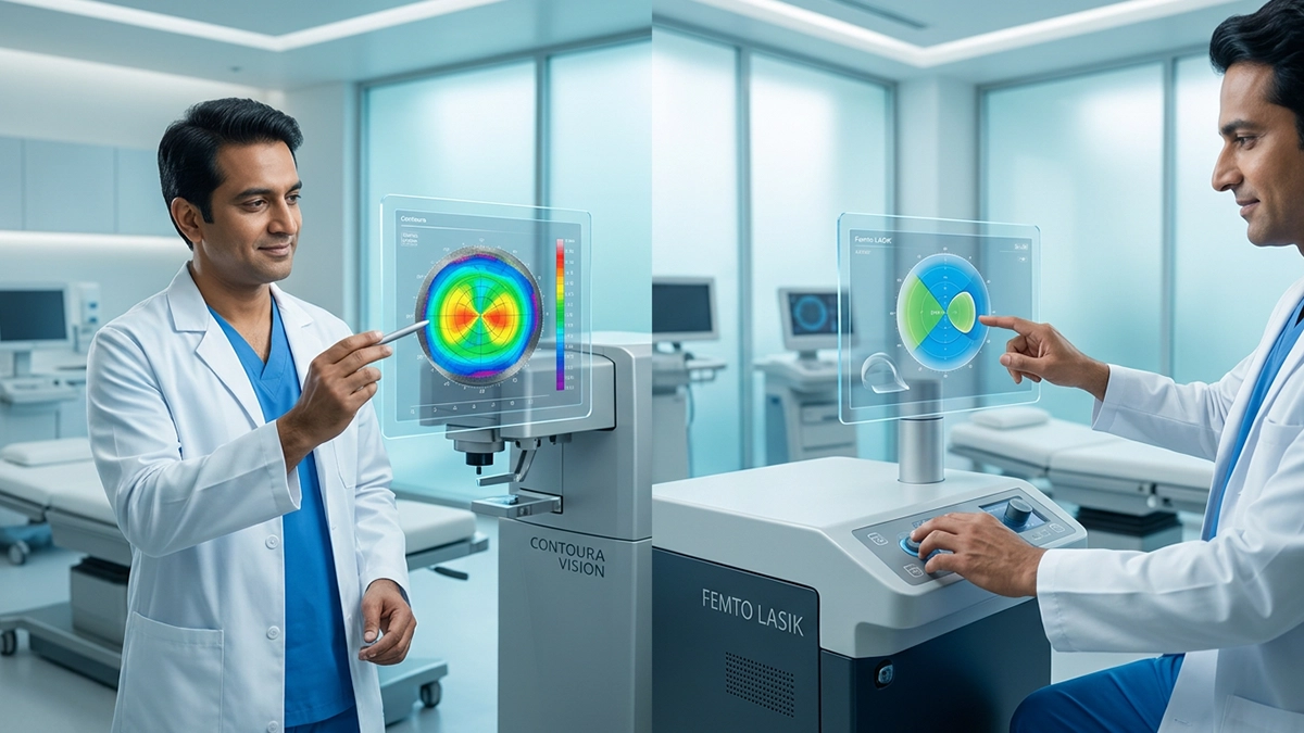 Comparison of Contoura Vision and LASIK eye surgery for laser vision correction, highlighting procedure differences, benefits, and recovery.